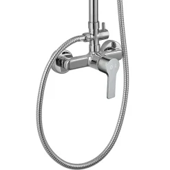 Colonne de douche monocommande carrée PIN, 80-120 cm, finition chrome poli, en laiton Kibath