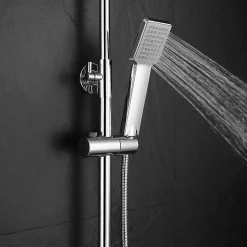 Colonne de douche monocommande carrée PIN, 80-120 cm, finition chrome poli, en laiton Kibath