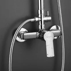 Colonne de douche monocommande carrée SIX, 79-125 cm, finition chrome poli, en laiton Kibath