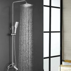 Colonne de douche monocommande carrée SIX, 79-125 cm, finition chrome poli, en laiton Kibath