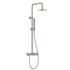 Colonne de douche monocommande ronde PRO, 78-125 cm, finition nickel brossé, en laiton Kibath