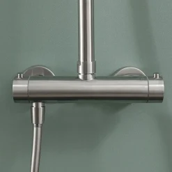 Colonne de douche monocommande ronde PRO, 78-125 cm, finition nickel brossé, en laiton Kibath