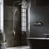 Colonne de douche murale en acier et laiton finition chromee extensible