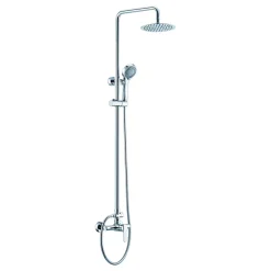 Colonne de douche murale en acier et laiton finition chromee extensible