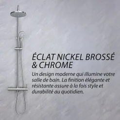 Colonne de douche nickel brossé,chrome - 2 fonctions - DILECI