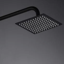 Colonne de douche noir mat acier et cuivre avec mitigeur monocommande et douchette extensible