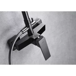 Colonne de douche noire gun metal en acier et laiton avec mitigeur monocommande