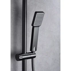 Colonne de douche noire gun metal en acier et laiton avec mitigeur monocommande