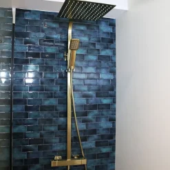 Colonne de douche or brossé avec thermostatique 300 Essebagno Quartos