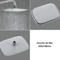 Colonne de Douche Peinture Blanc Ensemble de Douche Hauteur Réglable avec Mitigeur Mécanique Moderne pour Salle de Bain