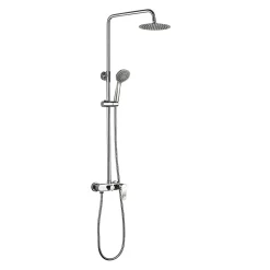 Colonne de douche ronde CAN monocommande, 83-126 cm, finition chrome poli, en laiton Kibath