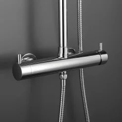 Colonne de douche ronde monocommande RAPIDA avec finition chromée brillante en laiton Kibath