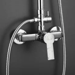 Colonne de douche ronde monocommande PIN, 80-120 cm, finition chrome poli, en laiton Kibath