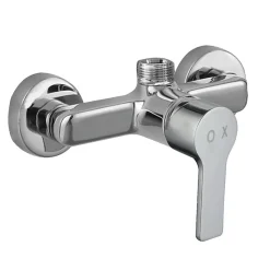 Colonne de douche ronde monocommande PIN, 80-120 cm, finition chrome poli, en laiton Kibath