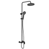 Colonne de douche ronde monocommande 3 voies REY, 96-136 cm, finition NOIR mat, en laiton Kibath
