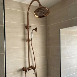 Colonne de douche rétro cuivre brossé mitigeur mécanique Essebagno Leeds