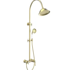 Colonne de douche rétro or brossé mitigeur mécanique Essebagno Leeds