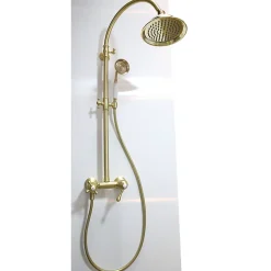 Colonne de douche rétro or brossé mitigeur mécanique Essebagno Leeds