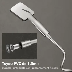 Colonne de Douche sans Mitigeur Systeme Effet Pluie avec Douchette Hauteur Reglable 900 a 1200 mm Laiton et Inox Chrome