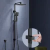 Colonne de Douche sans Mitigeur Systeme de Douche avec Douchette Set Kit de Douche en Acier Inox Noir Réglable en Hauteur