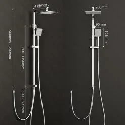 Colonne de Douche sans Mitigeur Systeme de Douche avec Douchette Set Kit de Douche en Acier Inox Réglable en Hauteur Chromé