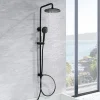 Colonne de douche sans robinetterie avec pommeau + douchette+ flexible + barre réglable, Noir