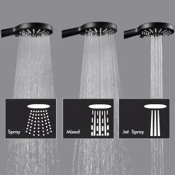 Colonne de douche sans robinetterie avec pommeau + douchette+ flexible + barre réglable, Noir