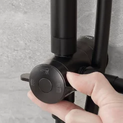 Colonne de douche sans robinetterie avec pommeau + douchette+ flexible + barre réglable, Noir