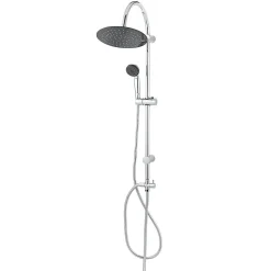 Colonne de douche sans robinetterie avec pommeau + barre réglable + douchette 1 jet + flexible chrome GoodHome Blyth