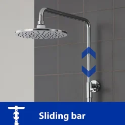 Colonne de douche sans robinetterie avec pommeau + douchette+ flexible + barre réglable