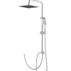 Colonne de douche sans robinetterie avec pommeau + douchette+ flexible + barre réglable, chrome