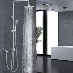Colonne de Douche sans Robinetterie Murale Hydromassante avec Douchette et Pommeau de Douche Chromé