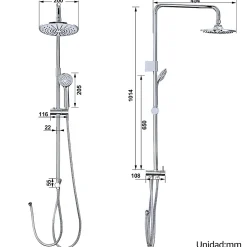 Colonne de Douche sans Robinetterie Murale Hydromassante avec Douchette et Pommeau de Douche Chromé