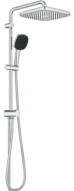 Colonne de douche sans robinetterie avec douchette + pommeau + flexible + barre, chrome carré, Grohe Vitalio Start 250
