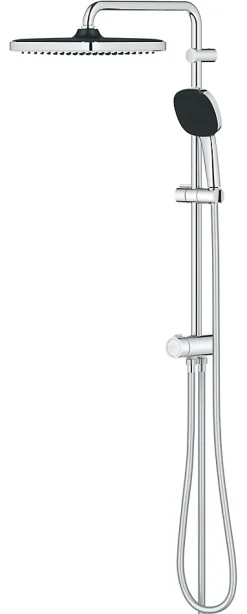 Colonne de douche sans robinetterie avec douchette + pommeau + flexible + barre, chrome carré, Grohe Vitalio Start 250