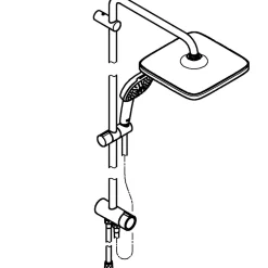 Colonne de douche sans robinetterie avec douchette + pommeau + flexible + barre, chrome carré, Grohe Vitalio Start 250