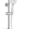 Colonne de douche sans robinetterie avec pommeau + douchette 2 jets + flexible + barre réglable, chrome, Edouard Rousseau Spatial