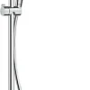 Colonne de douche sans robinetterie avec pommeau + douchette 1 jet + flexible + barre de douche, chrome, Hansgrohe Crometta E