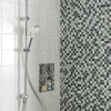 Colonne de douche sans robinetterie avec douchette 3 jets + flexible + barre réglable, chrome, Hansgrohe Reno 220 surface