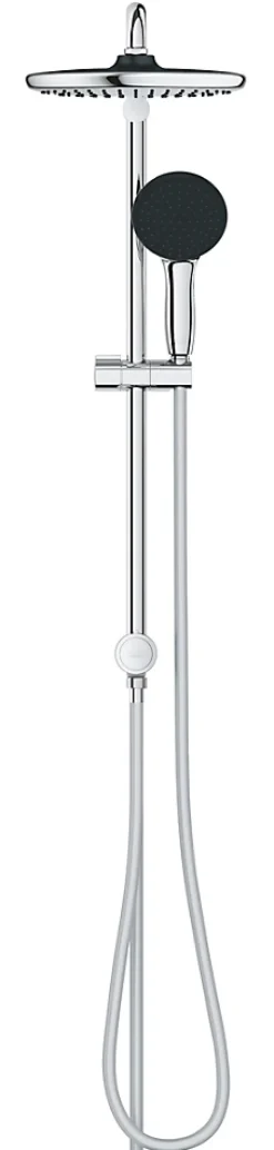 Colonne de douche sans robinetterie avec douchette + pommeau + flexible + barre, chrome rond, Grohe Vitalio Start 250