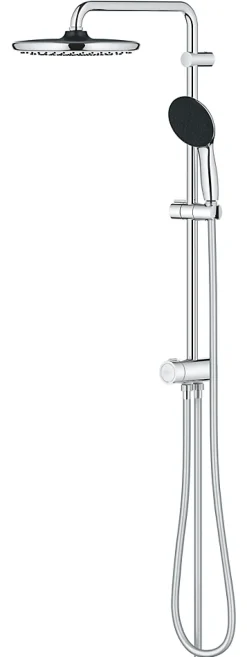Colonne de douche sans robinetterie avec douchette + pommeau + flexible + barre, chrome rond, Grohe Vitalio Start 250