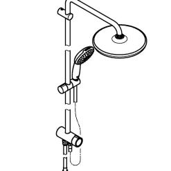Colonne de douche sans robinetterie avec douchette + pommeau + flexible + barre, chrome rond, Grohe Vitalio Start 250