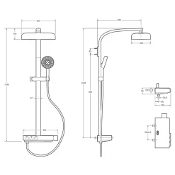 Colonne de douche thermostatique JACOB DELAFON Grands Boulevards avec tablette en verre laiton brossé