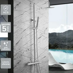 Colonne de Douche Thermostatique Anti-Calcaire Chrome IMEX MONZA BTD038