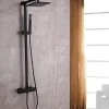 Colonne de douche thermostatique murale laiton + tête de douche 23x23cm - Noir mat - 110x15cm - SEDAL 8921B