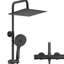 Colonne de Douche Thermostatique 5 Fonctions, SOFETIY MAX Ensemble de Douche Noir, Douche avec Tête de Douche de 12 pouces