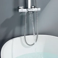 Colonne de Douche Thermostatique 3 Fonctions, Auralum MAX Ensemble de Douche Chrome avec pomme Douchette Robinet de Baignoire