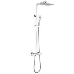 Colonne de Douche Thermostatique 3 Fonctions, Auralum MAX Ensemble de Douche Chrome avec pomme Douchette Robinet de Baignoire