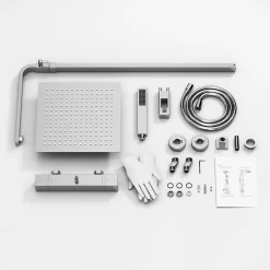 Colonne de Douche Thermostatique Ensemble de Douche Corps en Laiton Hauteur Réglable 855-1105mm Système de Douche