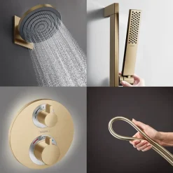 Colonne de douche thermostatique HANSGROHE Ecostat S Douche de tête Pulsify S Flexible Isiflex Douchette Pulsify E bronze brossé